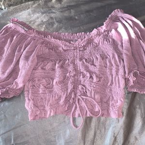 C- UO Shay Clinched Puff Sleeve Smocked Crop …